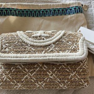 NWT Tory Burch Fleming Soft Straw Clutch  *Brand New*